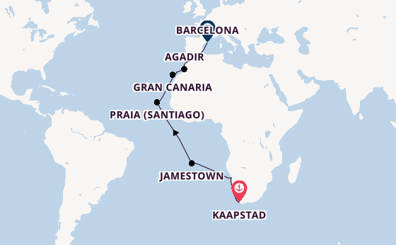Afrika vanaf Kaapstad, Zuid-Afrika met de Azamara Onward
