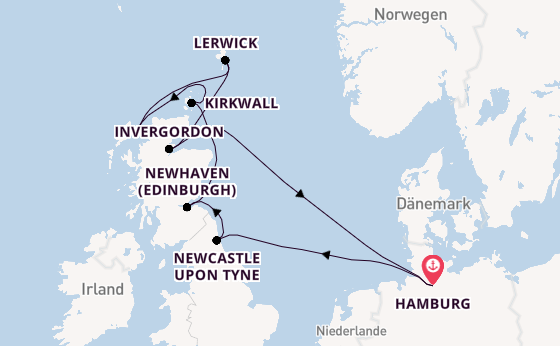 Vereinigtes Königreich ab Hamburg auf AIDAbella