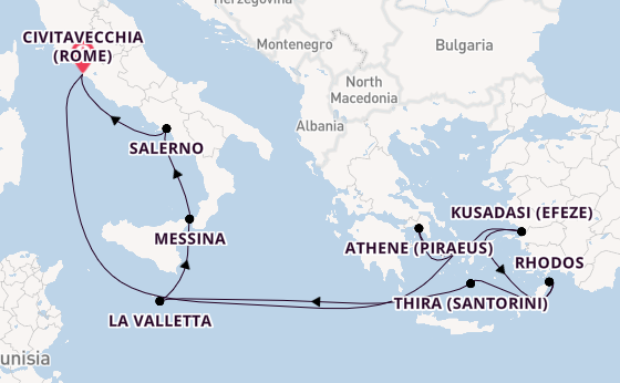 Middellandse Zee vanaf Civitavecchia (Rome), Italië met de Norwegian Epic
