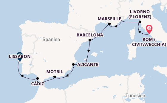 Westliches Mittelmeer ab Civitavecchia (Rom), Italien auf der Norwegian Viva