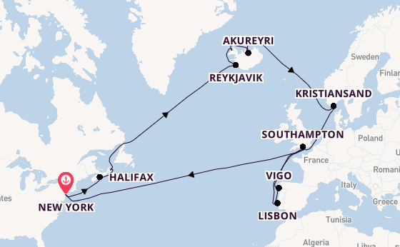 Transatlantic from New York, USA with the Queen Mary 2
