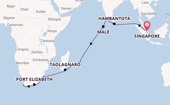 Afrika vanaf Singapore, Singapore met de Azamara Onward
