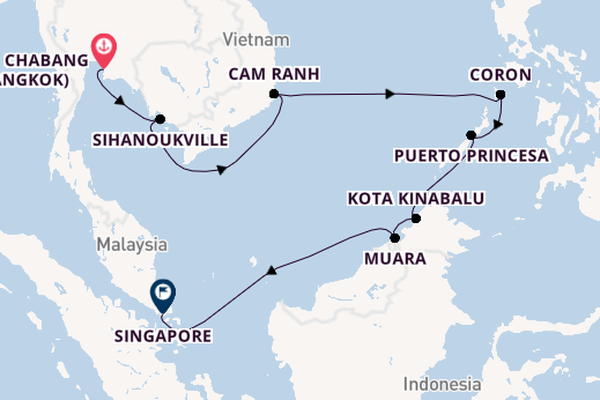 Zuidoost-Azië vanaf Laem Chabang (Bangkok), Thailand met de Nautica