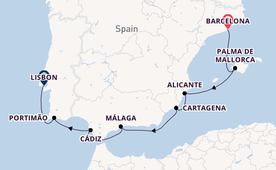 Western Mediterranean from Barcelona, Spain with the Insignia