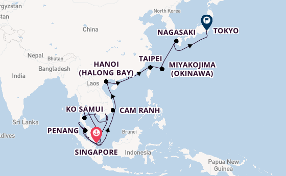 South East Asia from Singapore, Singapore with the Sapphire Princess