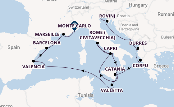 Western Mediterranean from Venice, Italy with the Nautica
