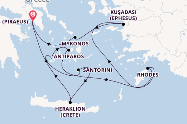 Eastern Mediterranean from Athens (Piraeus), Greece with the Silver Nova