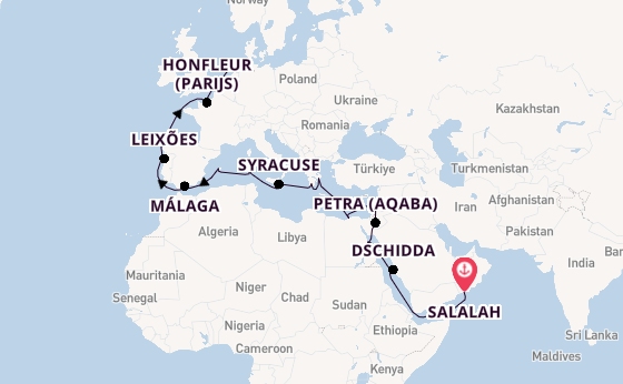 Middellandse Zee vanaf Salalah, Oman met de VASCO DA GAMA