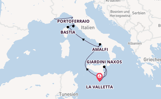 Westliches Mittelmeer ab La Valletta, Malta auf der SEA CLOUD II