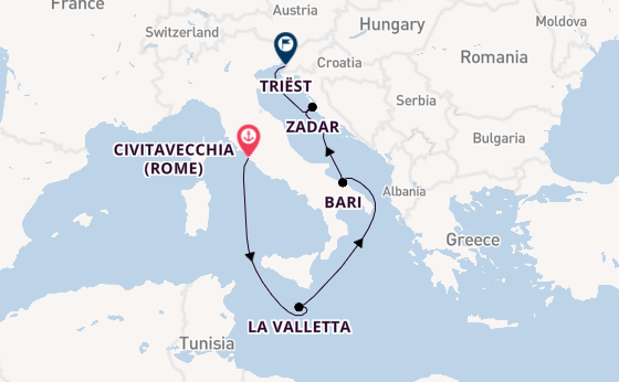Middellandse Zee vanaf Civitavecchia (Rome), Italië met de Queen Elizabeth