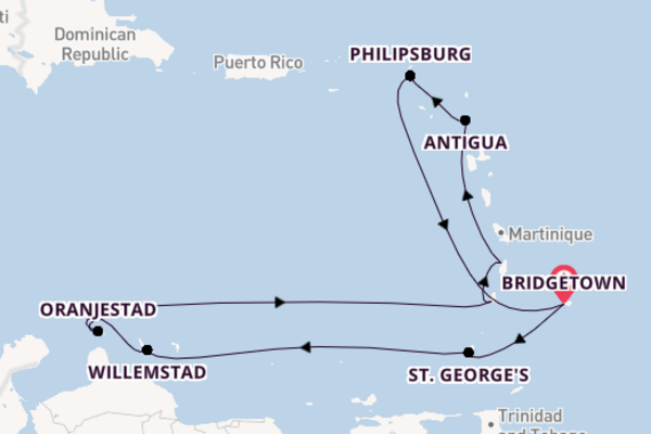 Southern Caribbean from Bridgetown, Barbados with the Britannia 