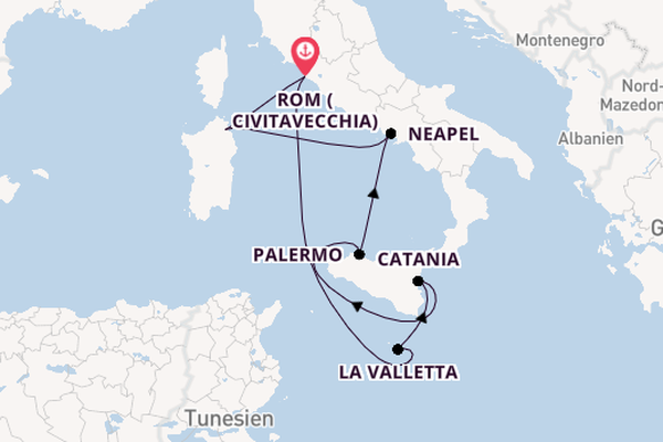 Westliches Mittelmeer ab Civitavecchia (Rom), Italien auf AIDAstella