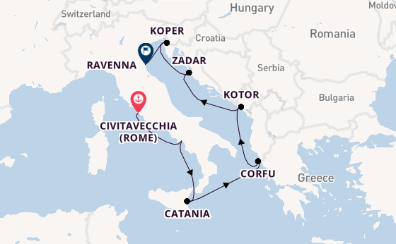 Middellandse Zee vanaf Civitavecchia (Rome), Italië met de Norwegian Gem