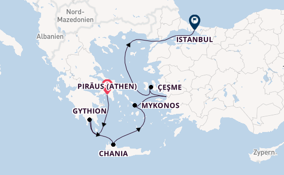 Östliches Mittelmeer ab Piräus (Athen), Griechenland auf der Seabourn Quest