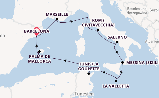 Westliches Mittelmeer ab Barcelona, Spanien auf der Norwegian Star