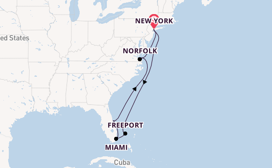 Amerikaanse Oostkust vanaf New York, Verenigde Staten met AIDAluna