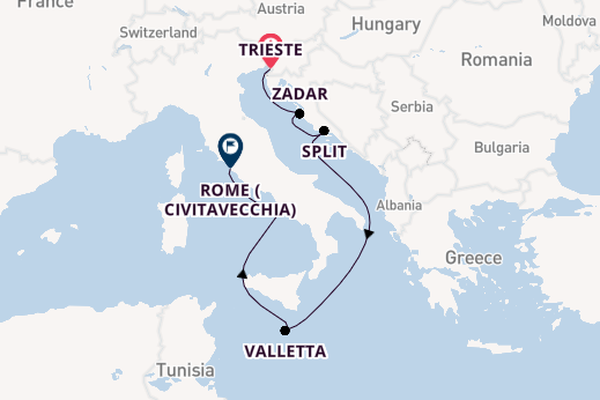 Mediterranean Sea from Trieste, Italy with the Queen Victoria