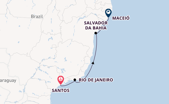 Brazil from Santos, Brazil with the MSC Divina