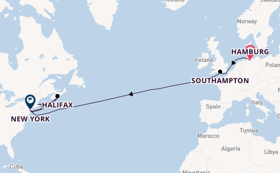 Transatlantic from Hamburg, Germany with the Queen Mary 2
