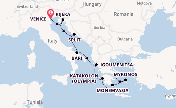 Eastern Mediterranean from Venice, Italy with the Seven Seas Mariner