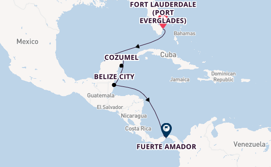 Central America from Fort Lauderdale (Port Everglades), Florida, USA with the Viking Mars