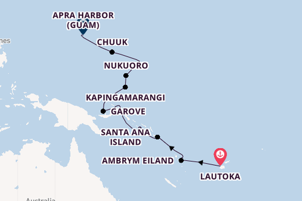Zuidelijke Stille Oceaan vanaf Lautoka, Fiji met de Silver Cloud