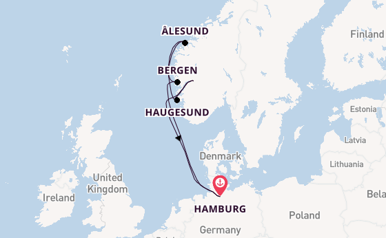 Noorwegen vanaf Hamburg, Duitsland met AIDAluna
