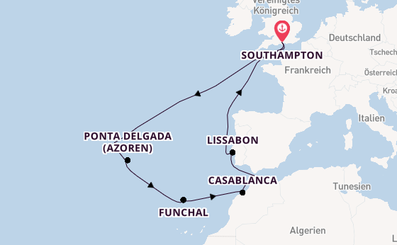 Portugal ab Southampton, Großbritannien auf der Queen Victoria