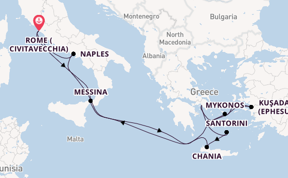 Mediterranean Sea from Rome (Civitavecchia), Italy with the Celebrity Ascent