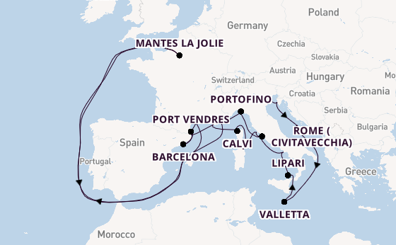 Western Mediterranean from Fusina (Venice) with the Seabourn Ovation 