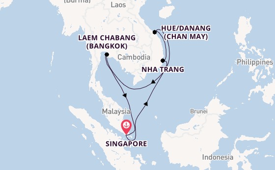 Zuidoost-Azië vanaf Singapore, Singapore met de Quantum of the Seas