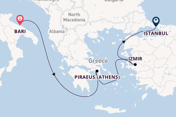 Mediterranean from Bari, Italy with the MSC Sinfonia