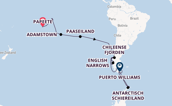 Zuid-Amerika vanaf Papeete, Frans-Polynesië met de Silver Cloud