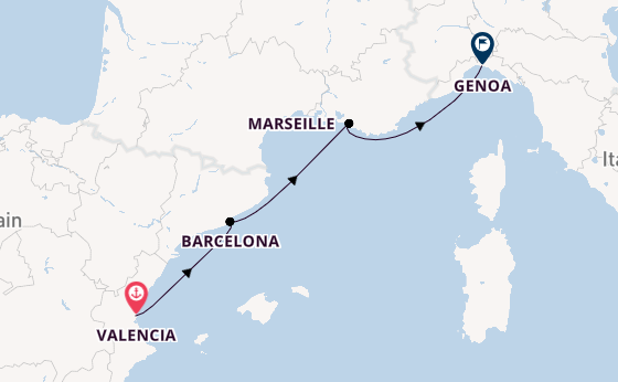 Western Mediterranean from Valencia, Spain with the MSC Sinfonia