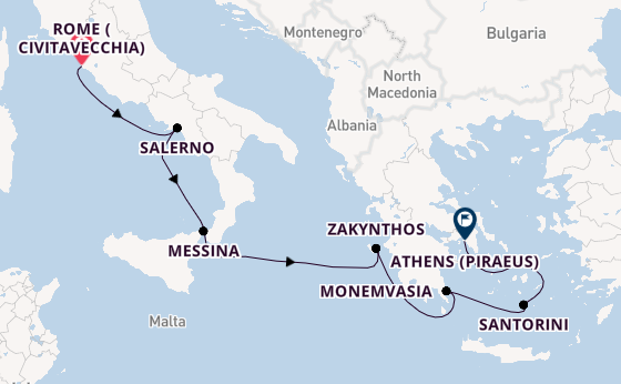 Mediterranean Sea from Rome (Civitavecchia), Italy with the Allura