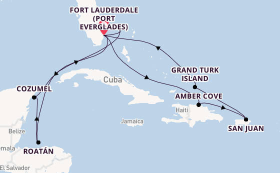 Caribbean from Fort Lauderdale (Port Everglades), Florida, USA with the Sun Princess