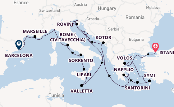 Mediterranean Sea from Istanbul, Turkey with the Seabourn Ovation 