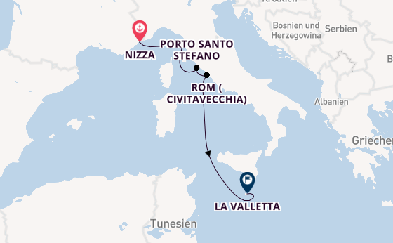 Westliches Mittelmeer ab Nizza, Frankreich auf der Silver Shadow