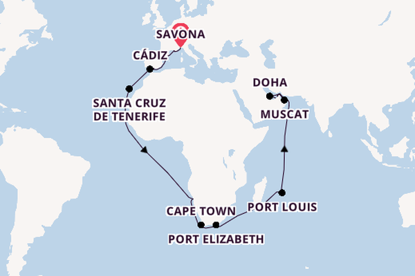 Middle East from Savona, Italy with the Costa Toscana