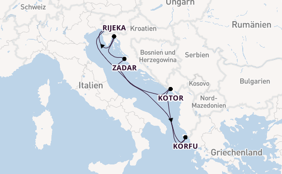 Mittelmeer ab Triest, Italien auf der Mein Schiff 4