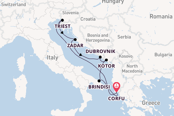 Middellandse Zee vanaf Corfu, Griekenland met AIDAblu