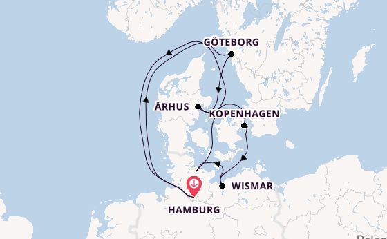 Europa vanaf Hamburg, Duitsland met de Amera