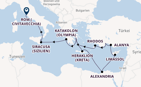 Mittelmeer ab Piräus (Athen), Griechenland auf der Azamara Journey