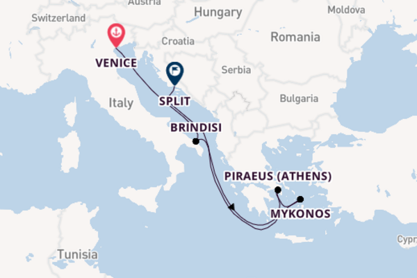 Venice To Croatia Including Mykonos With Stays