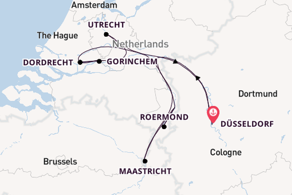 Maas vanaf Düsseldorf, Duitsland met de VIVA TIARA
