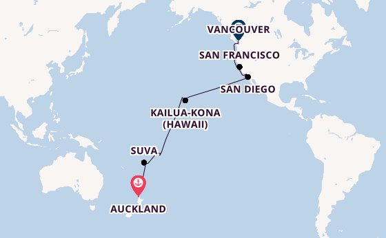 Transpacific from Auckland, New Zealand with the Royal Princess