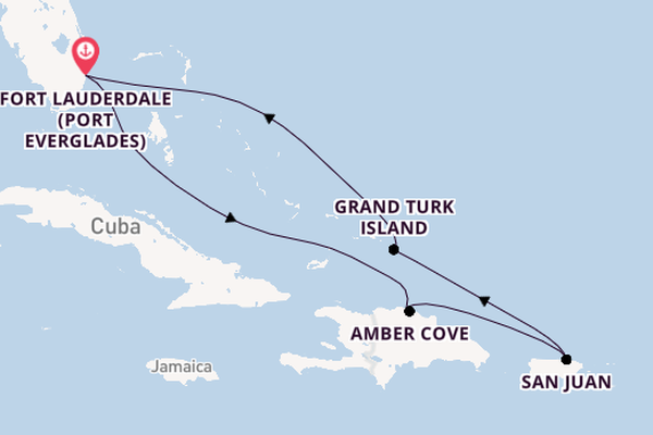 Caribbean from Fort Lauderdale (Port Everglades), Florida, USA with the Majestic Princess