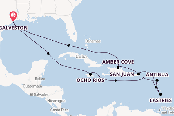 Caribbean from Galveston, Texas, USA with the Carnival Breeze