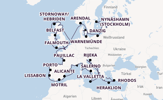 Mittelmeer ab Helsinki, Finnland auf der Insignia