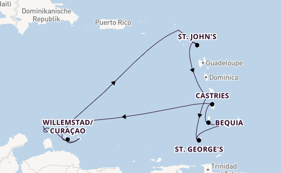 Südliche Karibik ab Bridgetown, Barbados auf der Silver Spirit